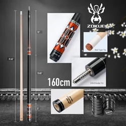 ZOKUE Bilhar Cue Radial Pin Pool Cue Stick Canadense Maple 160cm 12.75mm Cue Com Capa Para Homem Alto