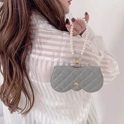 Wave pattern Genuine Leather Glasses Case Cartoon Eyewear Bag Portable Super Cute Sunglasses Protective Cover Female Glasses Box