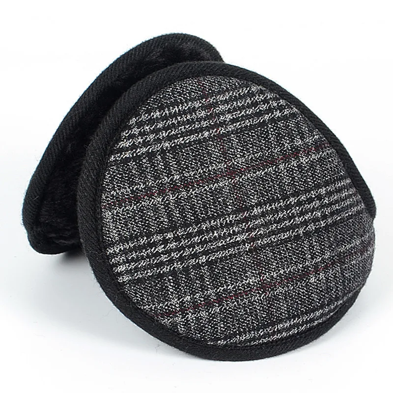 Elegant Adult Men Women Winter Velvet Plaid Keep Stay Warm Earmuffs Knitted Plush Cloth Wrap Cover Ear Muffs Band Warmer Earflap