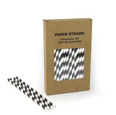 

Black and white stripe paper straw Striped Chevron Polka Dot Drinking Straws For Birthday Wedding Decorative Party