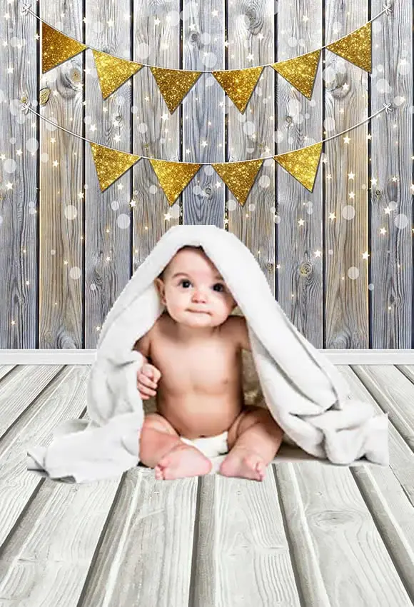 หิมะไม้ฉากหลังวันเกิด Party Golden Flags ถ่ายภาพพื้นหลัง Baby Shower Wedding Photoshoot วอลเปเปอร์