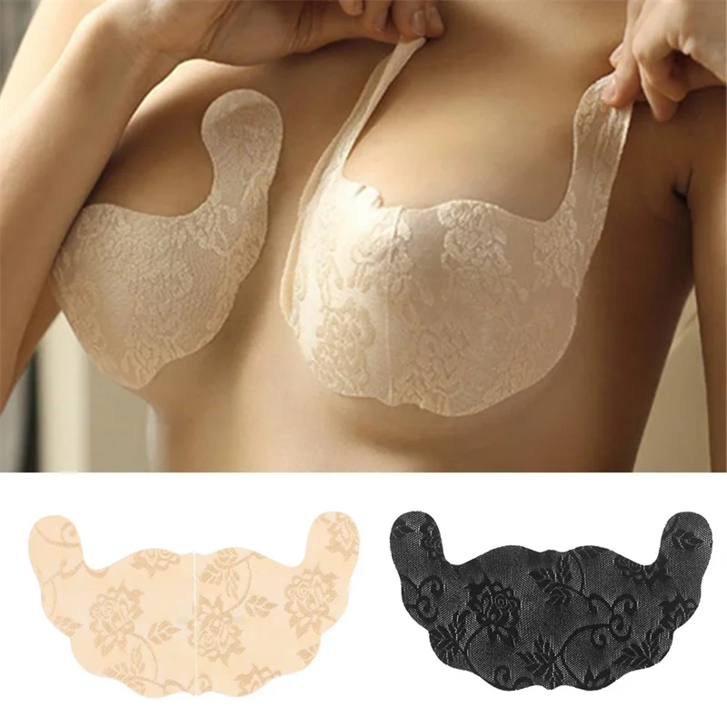 Cubierta de encaje para pezón, adhesivo Sexy para pecho, sujetador Invisible de realce, pegatina en forma de U, accesorios íntimos