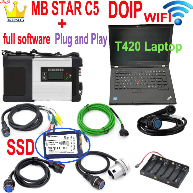 Mb Star C5 SD Connect C5 Plus Doip with SSD software with wifi function diagnostic tool mb star c5 vediamo/X/DSA/DTS Laptop T420