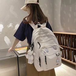 Moda grande estudante mochila novo distintivo meninas saco de escola de alta capacidade mochila feminina bonito lazer viagem