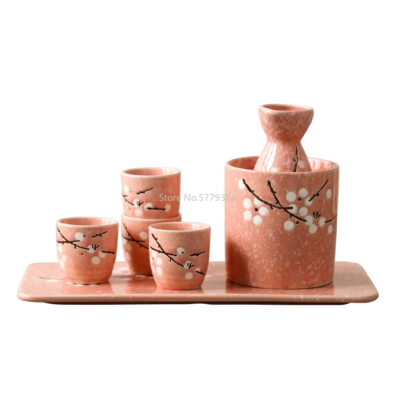 Japanese Hand-painted Underglaze Color Ceramic Household Restaurant Creative Wine Glass Pot Warming Wine Bottle Set Combination