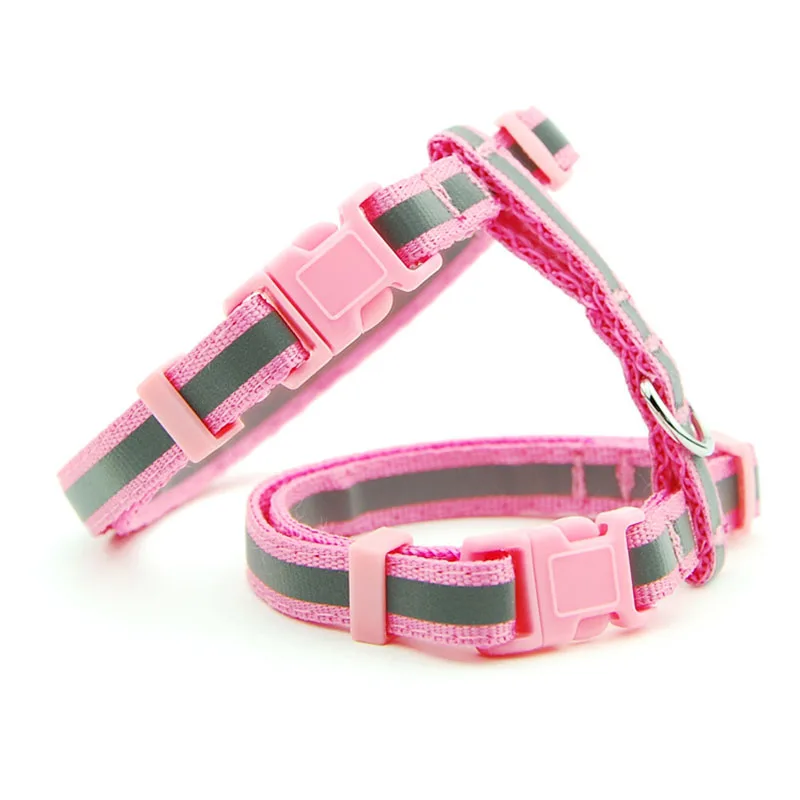 Reflective Nylon Cat Pet Collar Harness Leash Adjustable Bright Kitten Puppy Halter Collar Dog Pet Harness Belt