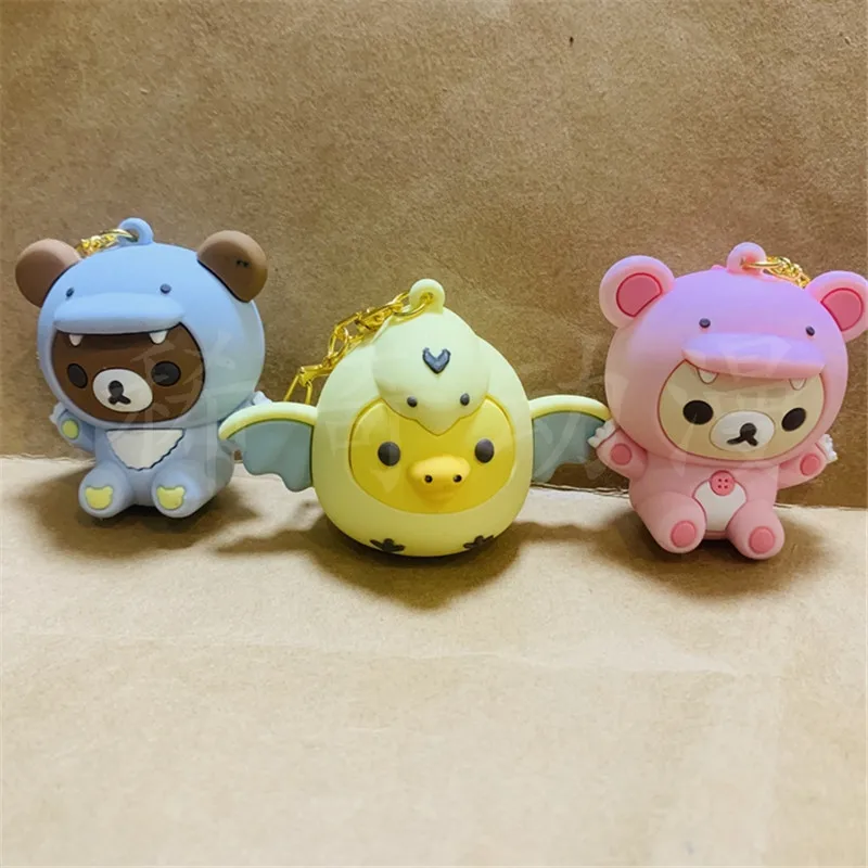 Cute Rilakkuma Keychain Kiiroitori Korilakkuma Bear Cosplay Dragon Key Chain Kids Toys for Girls Boys Children Small Gift