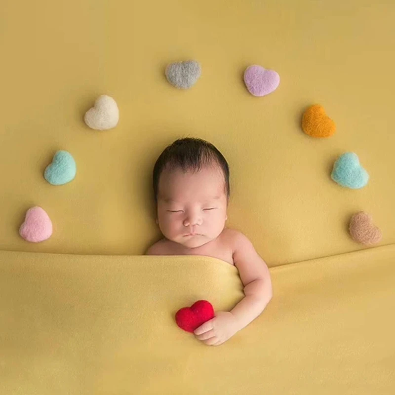 7/10 Buah Properti Fotografi Baru Lahir Buatan Tangan DIY Bayi Wol Merasa Pelangi Bintang Cinta Hati Dekorasi Pesta Rumah Properti Studio Fotografi