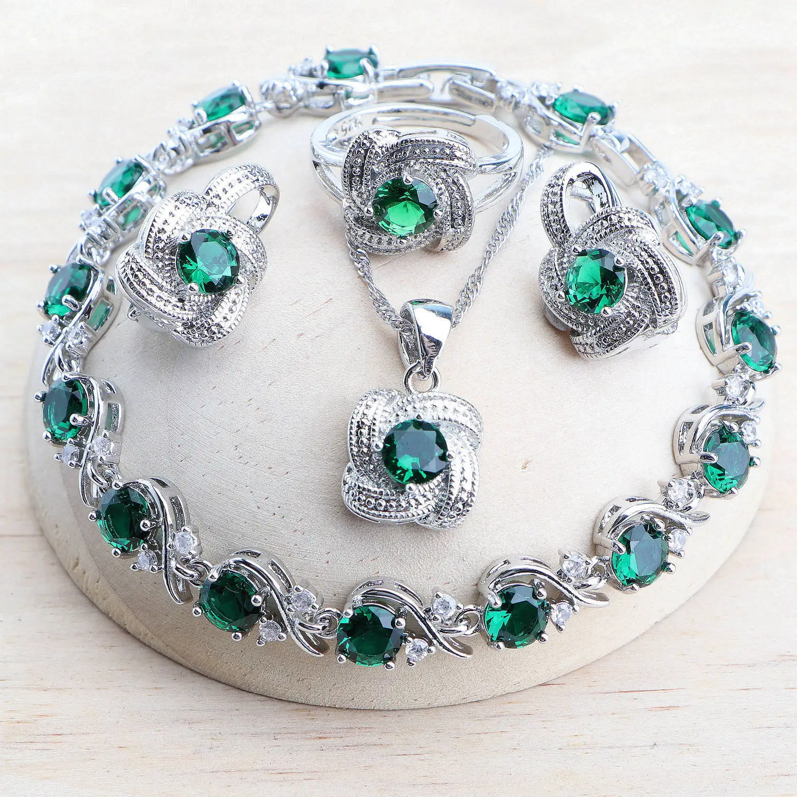 NONE Blue Zirconia Women's Jewelry Set Sterling Silver 4