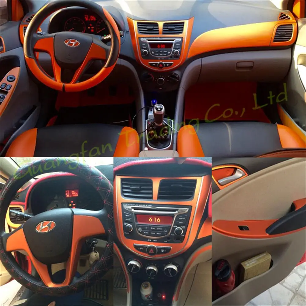 For Hyundai Verna 2010-2016 Car-Styling 3D/5D Carbon Fiber Car Interior Center Console Color Change Molding Sticker Decals