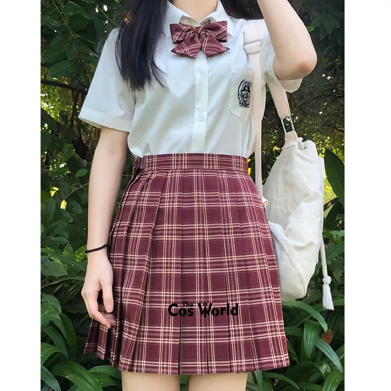 Saia xadrez japonesa de cintura alta, plissada, para meninas, uniforme escolar, roupas de estudante