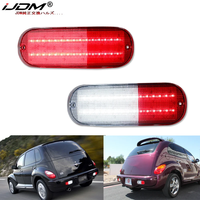 

iJDM LED Bumper Reflector Lights For Chrysler PT Cruiser Full Red LED Tail Light/Brake & Rear Fog Light as white Reverse Light