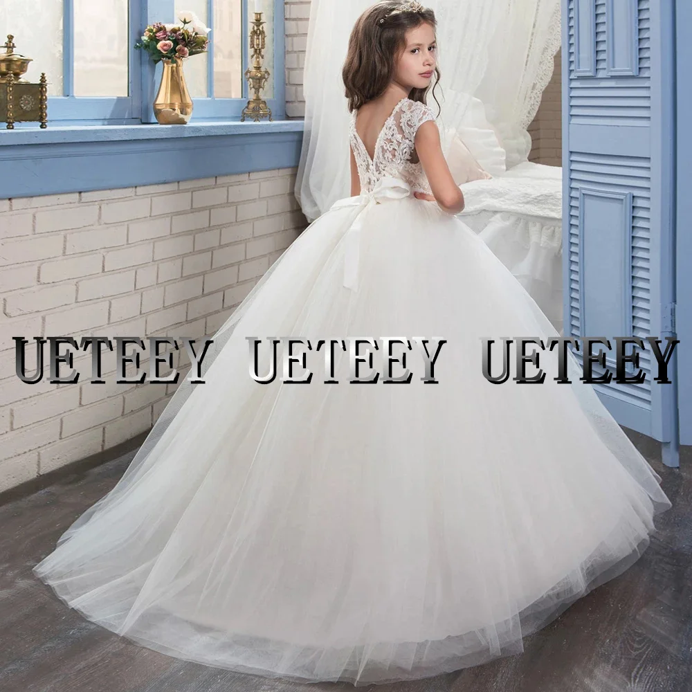 UETEEY Flower Girls Dresses O-Neck Beading Ball Gown Girl Birthday Dresses First Communion Dress New Year 2022 New Arrival