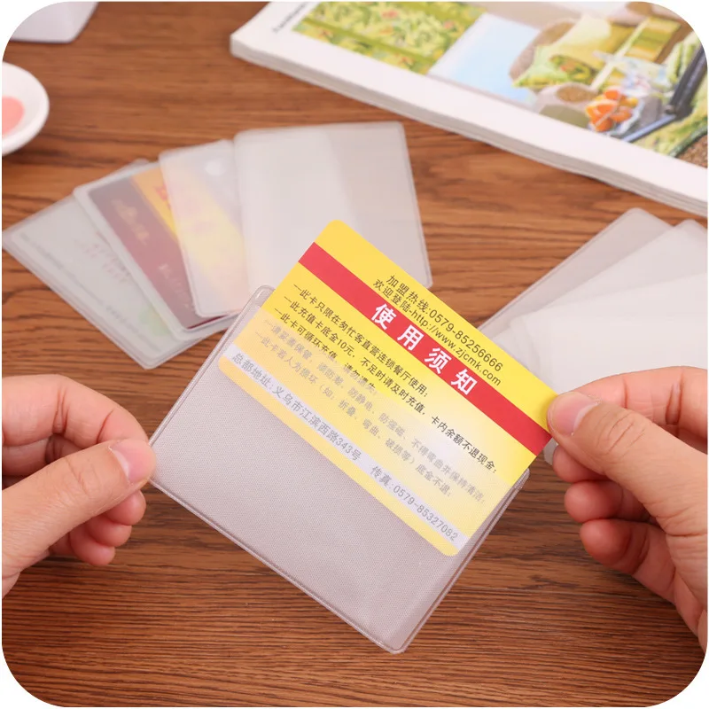 10pcs Card Protect Cover PVC Transparent Waterproof Business Credit Card Holder Women Men ID Card Cover Bags Case License Case