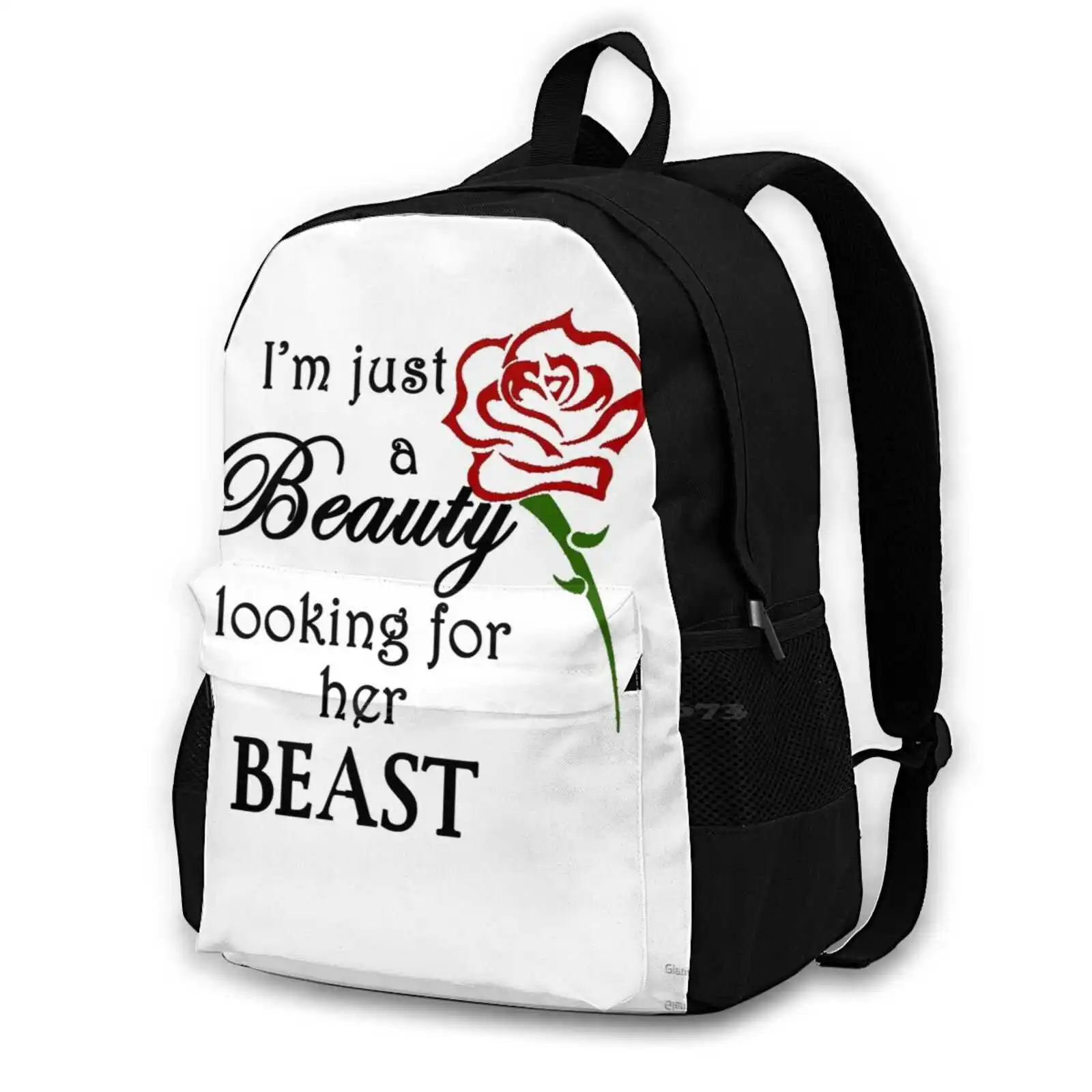 Beauty Looking For Her Beast School Bag Big Capacity Backpack Laptop Belle Beauty Looking For Best Valentines Day Romantic