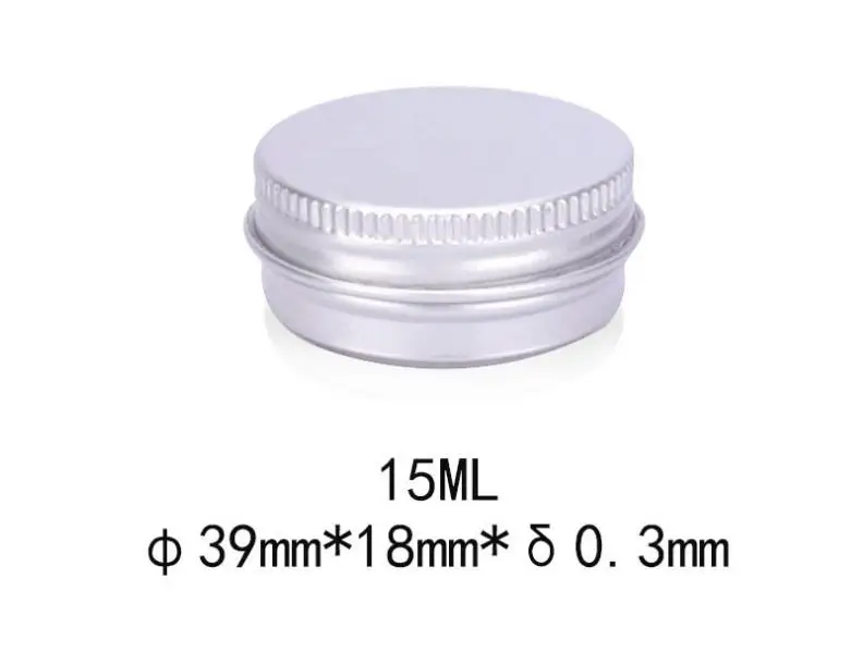 

15ml Aluminium Balm Tins pot Jar 15g comestic containers with screw thread Lip Balm Gloss Candle Packaging SN484