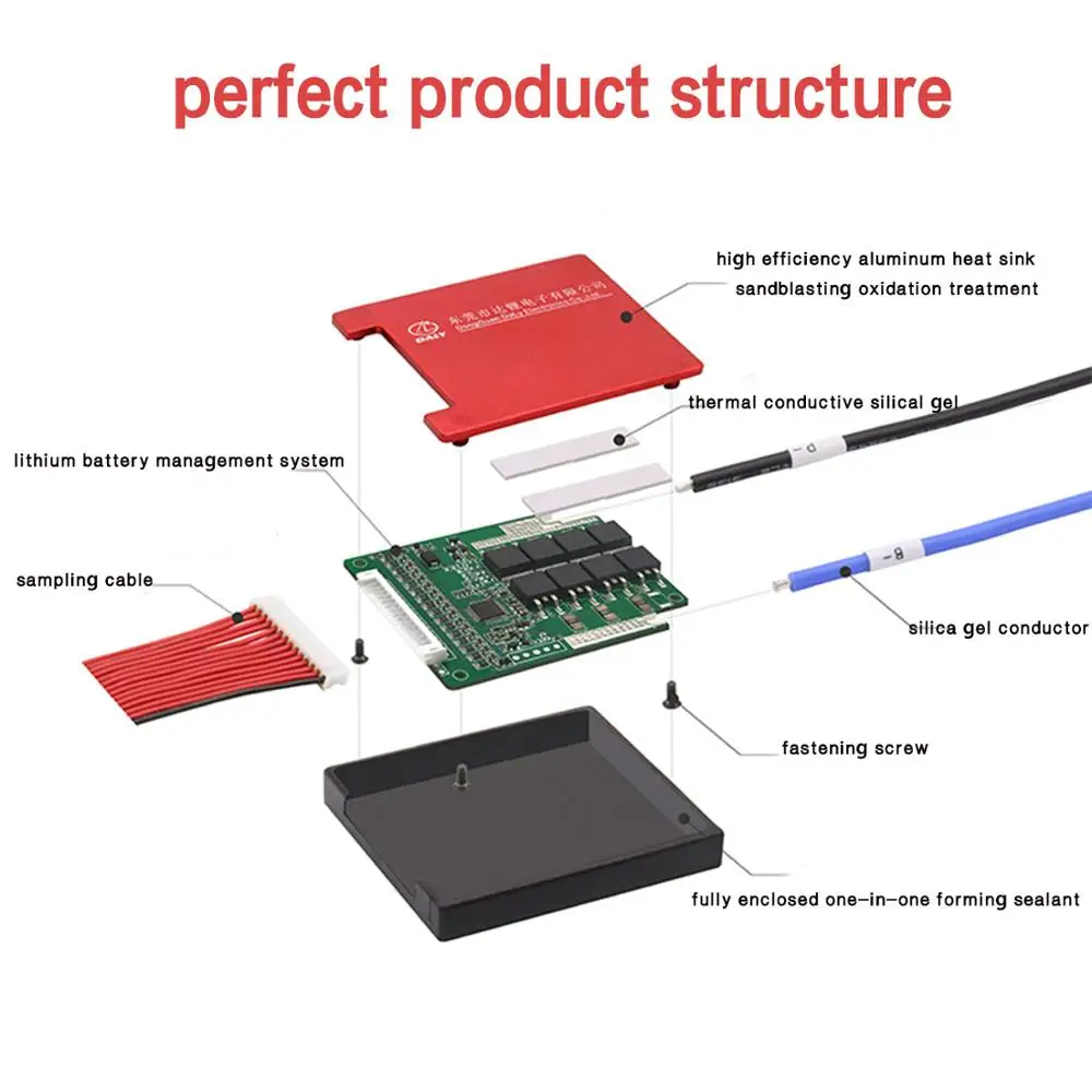 13S 48V 15A 20A 30A 40A 50A 60A Lithium Battery Polymer Battery Protection Board BMS Waterproof Protection Board with Balance