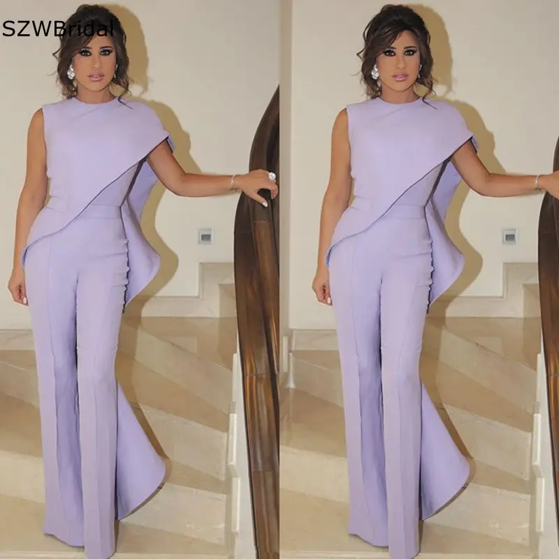 Custom made Purple Jumpsuit Evening gown for Women Pant Suit Dubai evening dresses Abendkleider vestido de festa