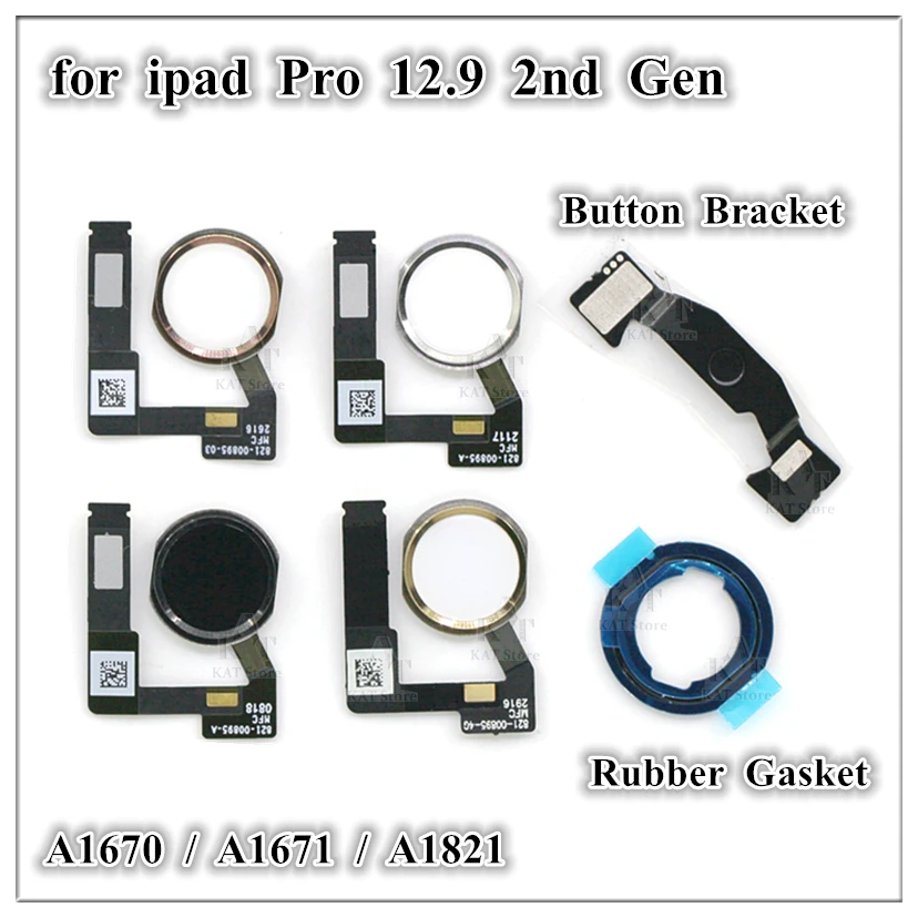 1Pcs for iPad Pro 9.7 10.5 12.9 Inch 2015 2017 Air 3 1st 2nd Gen Mini 4 Home Button Menu Key Flex Cable Bracket Rubber Assembly