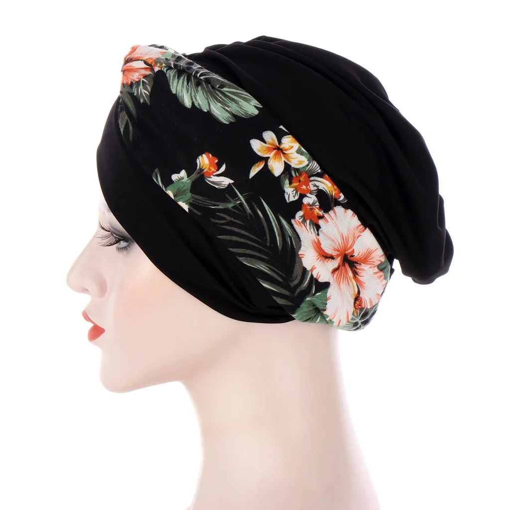 Headwraps hats for women Knotted Print Twist Cotton Headband Caps Chemo Beanies Turban Headwear Hats for Cancer Daily Use