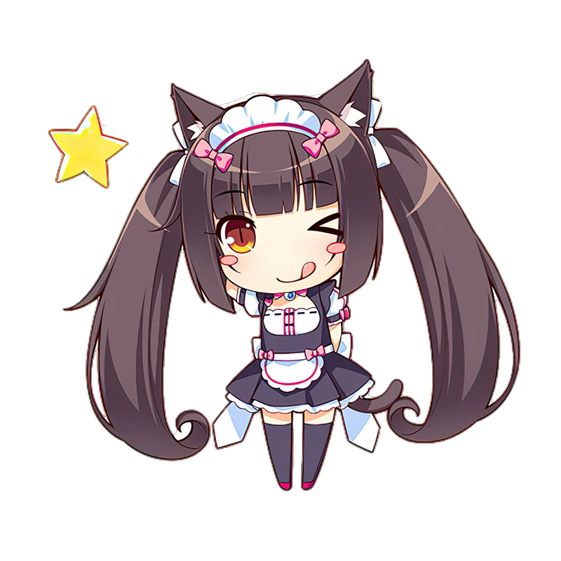 Three Ratels CD1 funny NEKOPARA_CHRONICLE Chocola  Cartoon Waterproof Decal Cute cat's ear girls sticker on Wall Fridge car