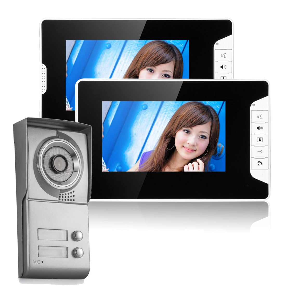 SmartYIBA 7inch Video Intercom Apartment Flats Video Doorbell Intercom system For 2 Flats Door IR Camera