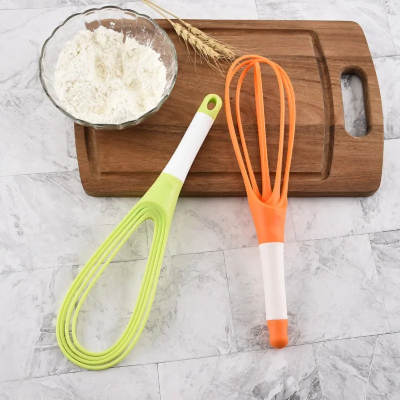 1Pcs Multifunction Rotatable Balloon And Flat Whisk Egg Beater Plastic Hand Knead Dough Blender Egg Mixer Tools Kitchen Gadget