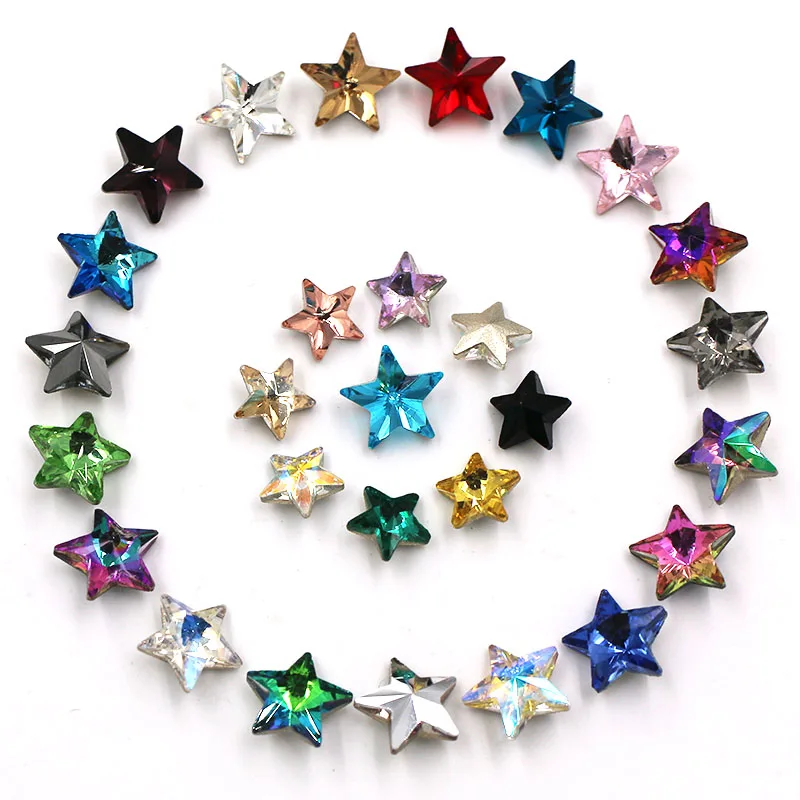 Glue On Nail High Quality Glass Crystal Strass Five-pointed Star Shape Stones Rhinestones For Nail Art/Crafts/Jewelry making