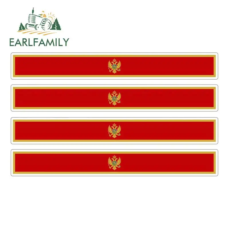 

EARLFAMILY 13cm x 1.7cm 4pcs Car Stripe Motorcycle Racing Flag Sticker Skateboard Decal Bike Moto Tuning Montenegro Car Stickers