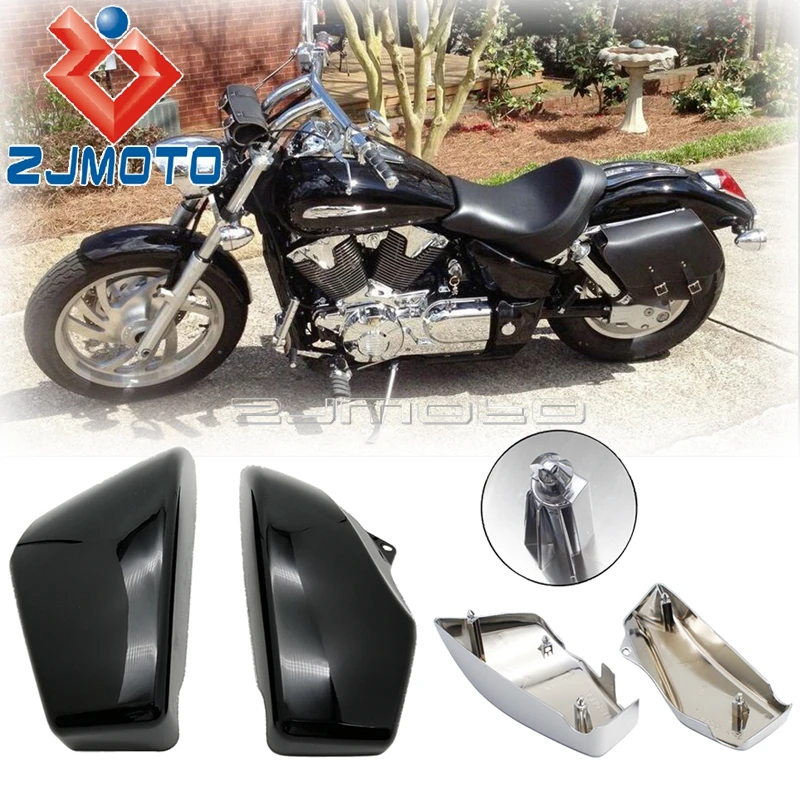 Chrome 1 Pair Battery Side Cover  Honda 2002-2008 VTX1800 VTX 1800 R/Retro S/Spoke N/Neo F T/Tourer models Battery Fairing Guard