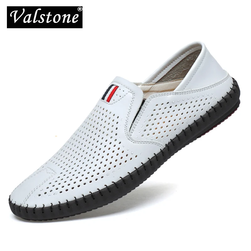 

Мокасины Valstone мужские кожаные, мягкие Повседневные Удобные туфли, без застежки, дышащие, для вождения, плоская подошва, белые, лето 2021