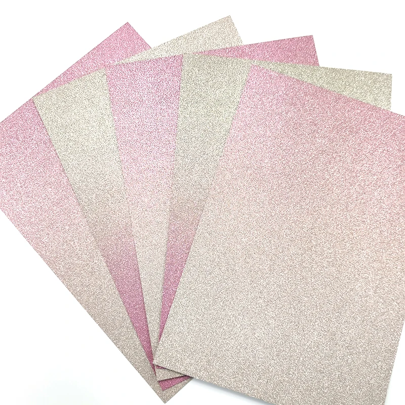 5 sheets Pink  Yellow Premium Ombre Glitter Card A4 250gsm Paper Scrapbooking paper pack craft Background