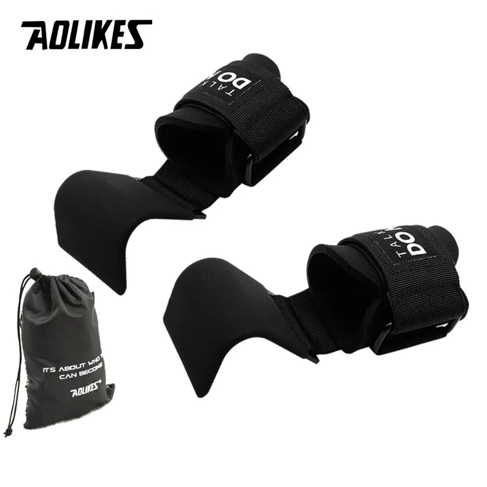 AOLIKES Weight Lifting Hook Grips Padded With Wrist Wraps Hand-Bar Powerlifting Gloves Heavy Duty Pull-ups Hooks Gym Training