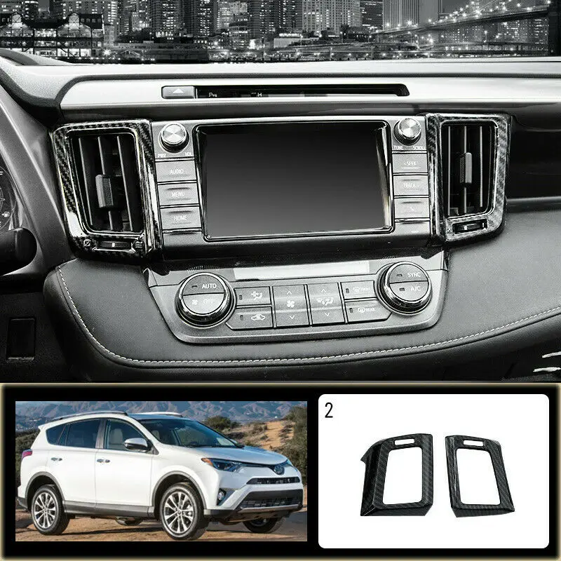 

For Toyota RAV4 2016-2018 ABS Carbon fiber Navigation panel air outlet Moulding Cover Trim Car Accessories 2pcs