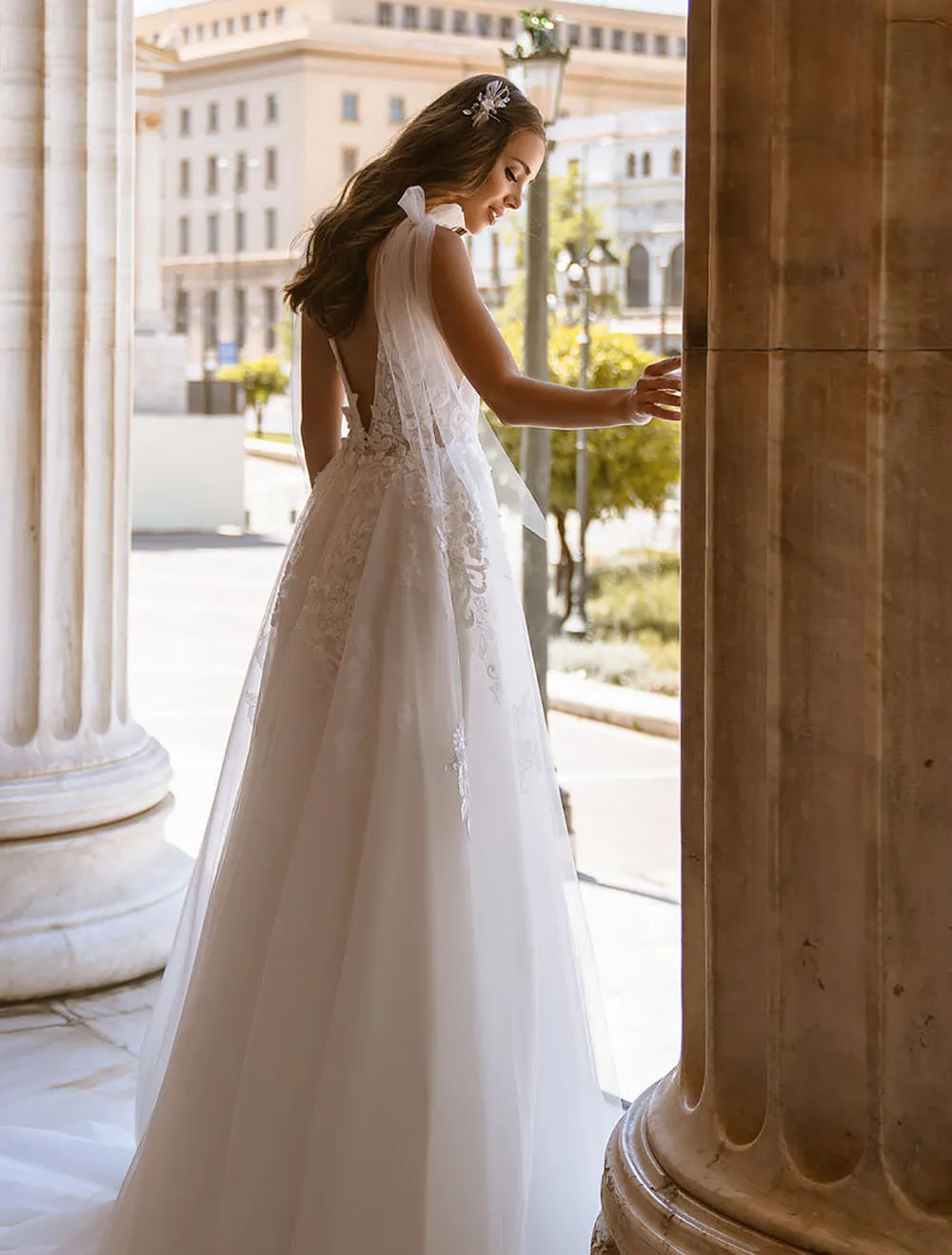 Sevintage-vestidos de novia bohemios de tul, sin mangas, con apliques de encaje, para fiesta de boda, Princesa, 2021