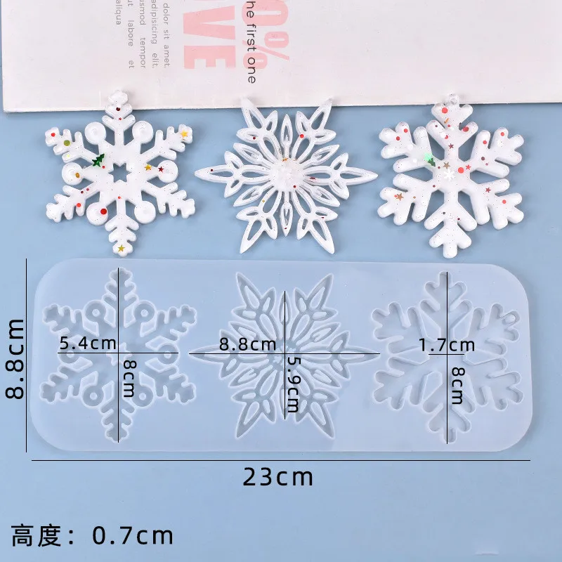 1PC 3-even Christmas Series Snowflake Snowflower Shaped Silicone Resin Mold Handcraft Jewery Moulds