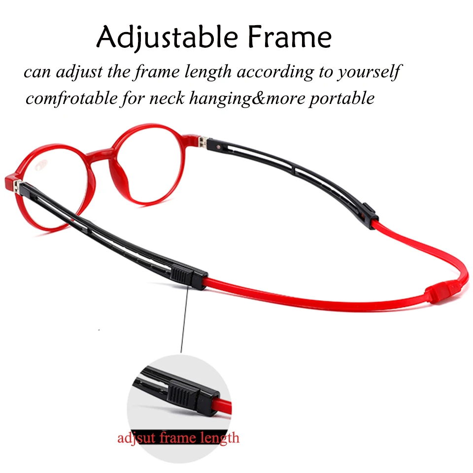 New magnetic reading glasses men and women portable hanging neck reading glasses telescopic legs