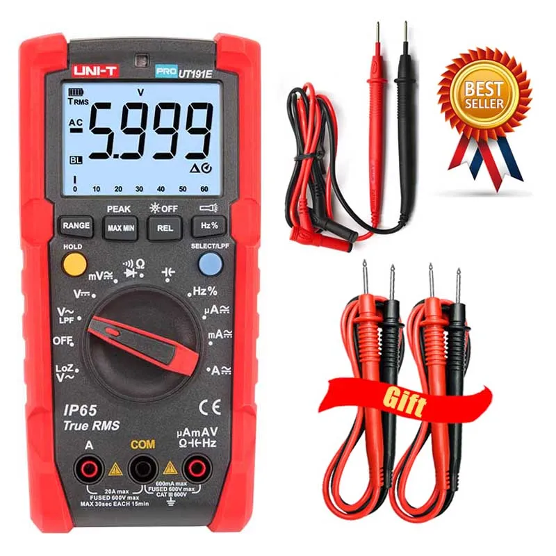 UNI-T UT191T UT191E Tester Digital Multimeter Profesional True RMS Auto Range DMM 20A Ammeter 600V Count 6000 DC AC Capacitor.