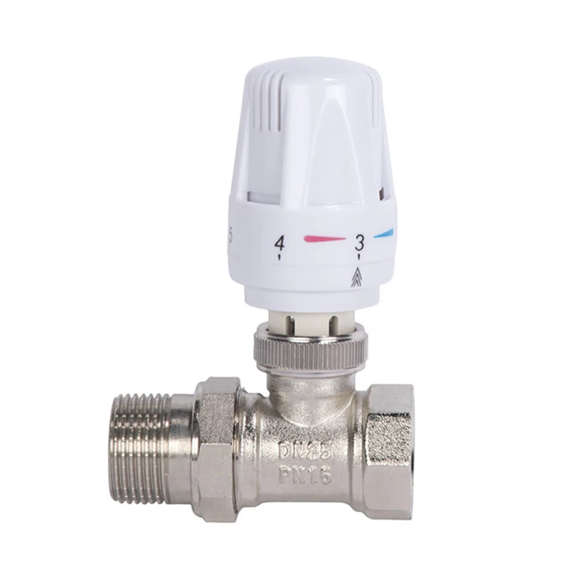 Électrovanne 1/2' 3/4' 1' Brass Thermostatic Radiator Valve Straight Type Automatic Temperature Control Valve Floor Heating Eau et vapeur — détail 1