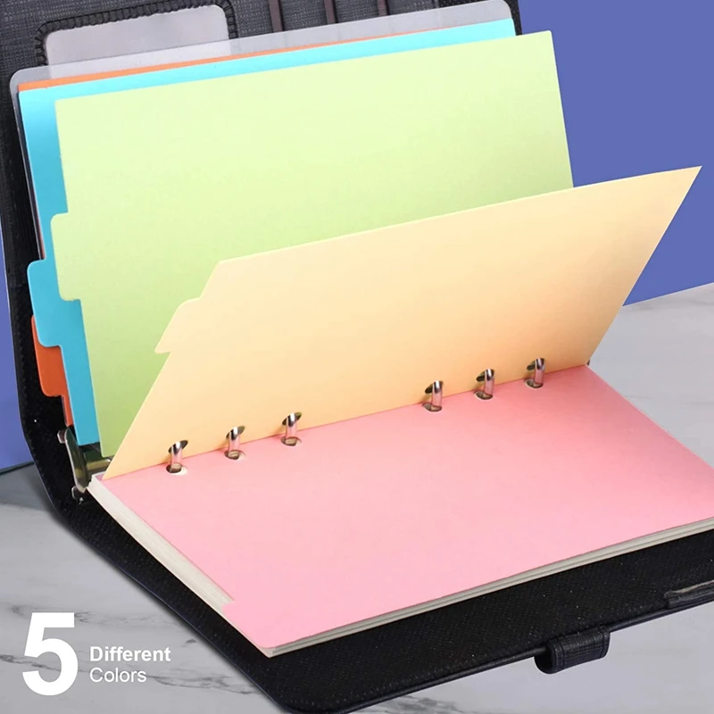 10 Sets A6 Subject Dividers Paper Sheet, Punched File Card Dividers,Tabbed Index Divider For Notebook Insert Planner