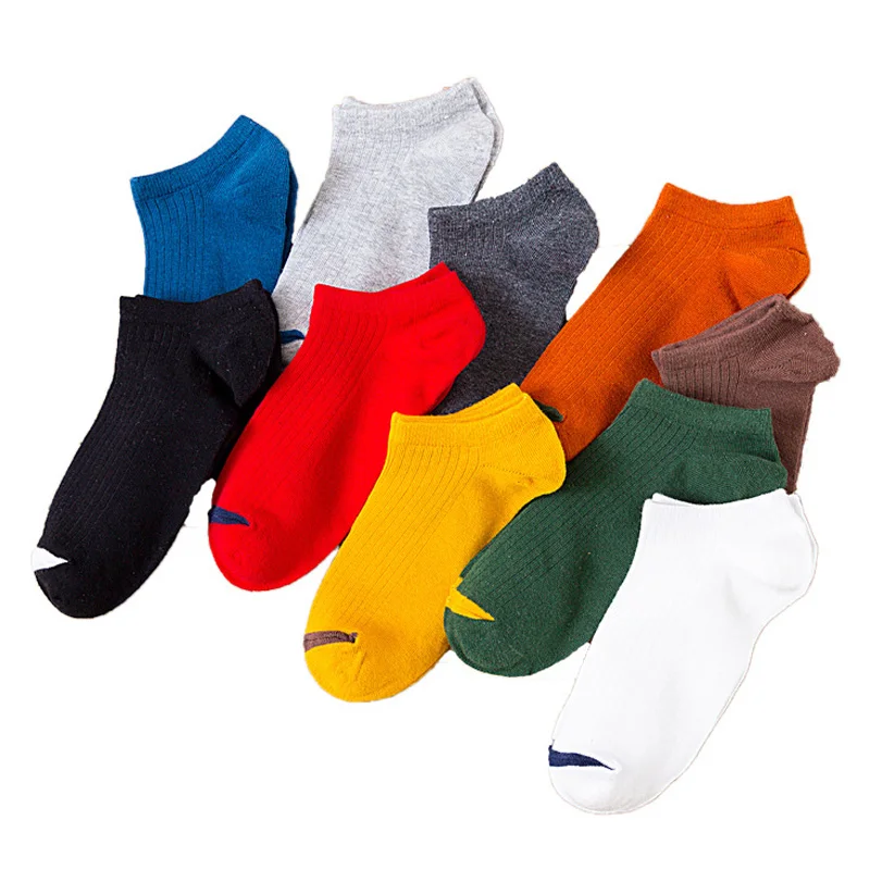 5 Pairs Men Socks Breathable Sports Patchwork Color Boat Socks Comfortable Cotton Ankle Socks Men's Socks Summer Socks