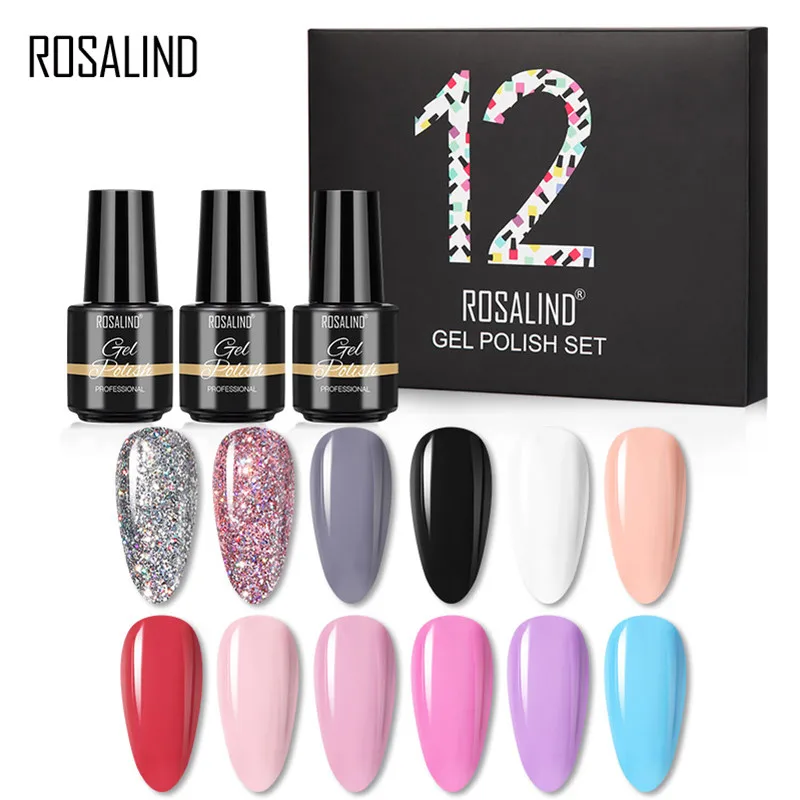 ROSALIND Gel Polish Kit All For Manicure Gel Set Hybrid Varnishes Nail Art Polish Base Top Soak Off Semi Permanent Nail Set