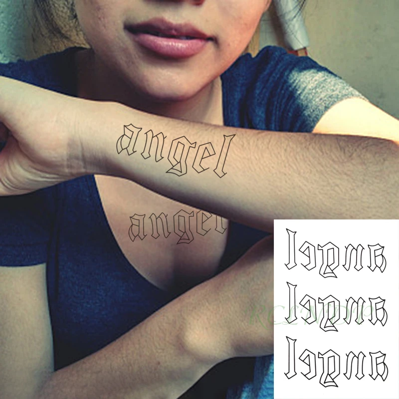 Waterproof Temporary Tattoo Sticker Black Word \