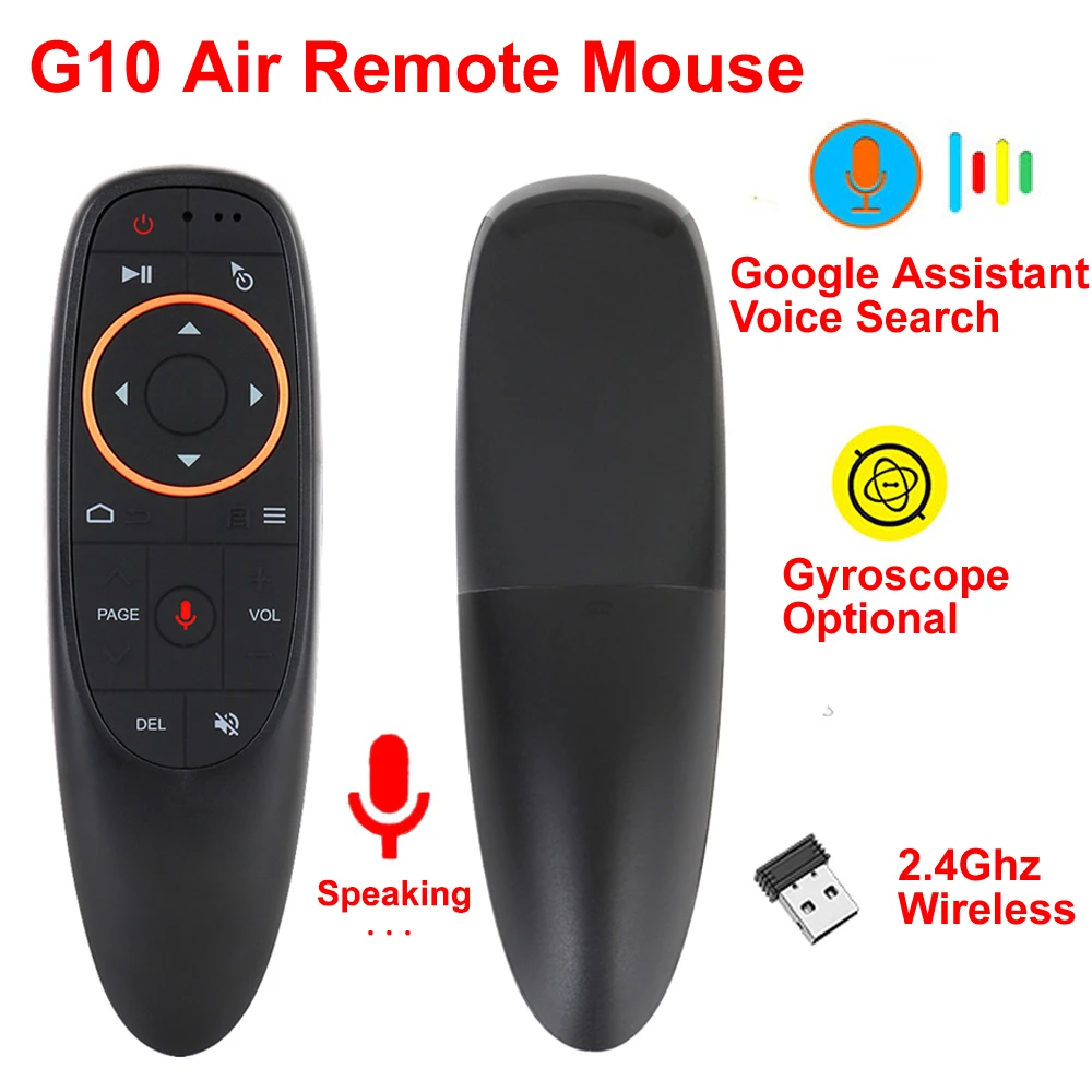 G10 Voice Air Mouse 2.4GHz Wireless Voice Remote Control IR Learning 6-axis Gyroscope Google Voice Search for Android TV Box PC