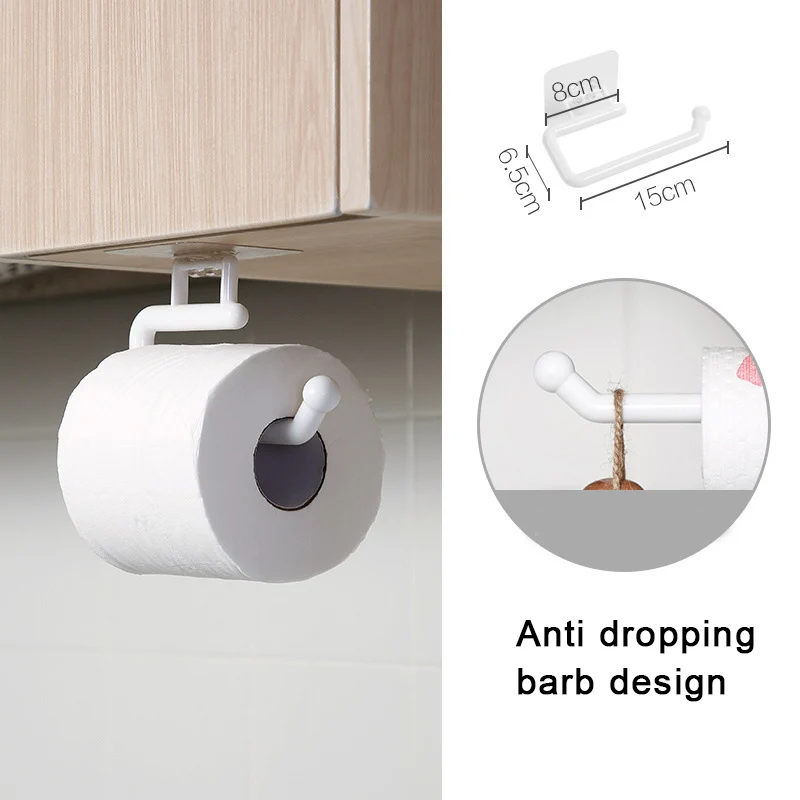 Kitchen Paper Holder Bathroom Storage Paper Towel Holder Toilet Roll Paper Holder No Hole Punch Toilet Accessories New