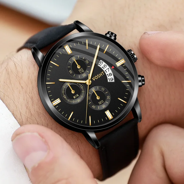 Reloj de pulsera deportivo para hombre, cronógrafo de cuarzo, de cuero, estilo militar, informal, con calendario y fecha, marca de lujo, 2023