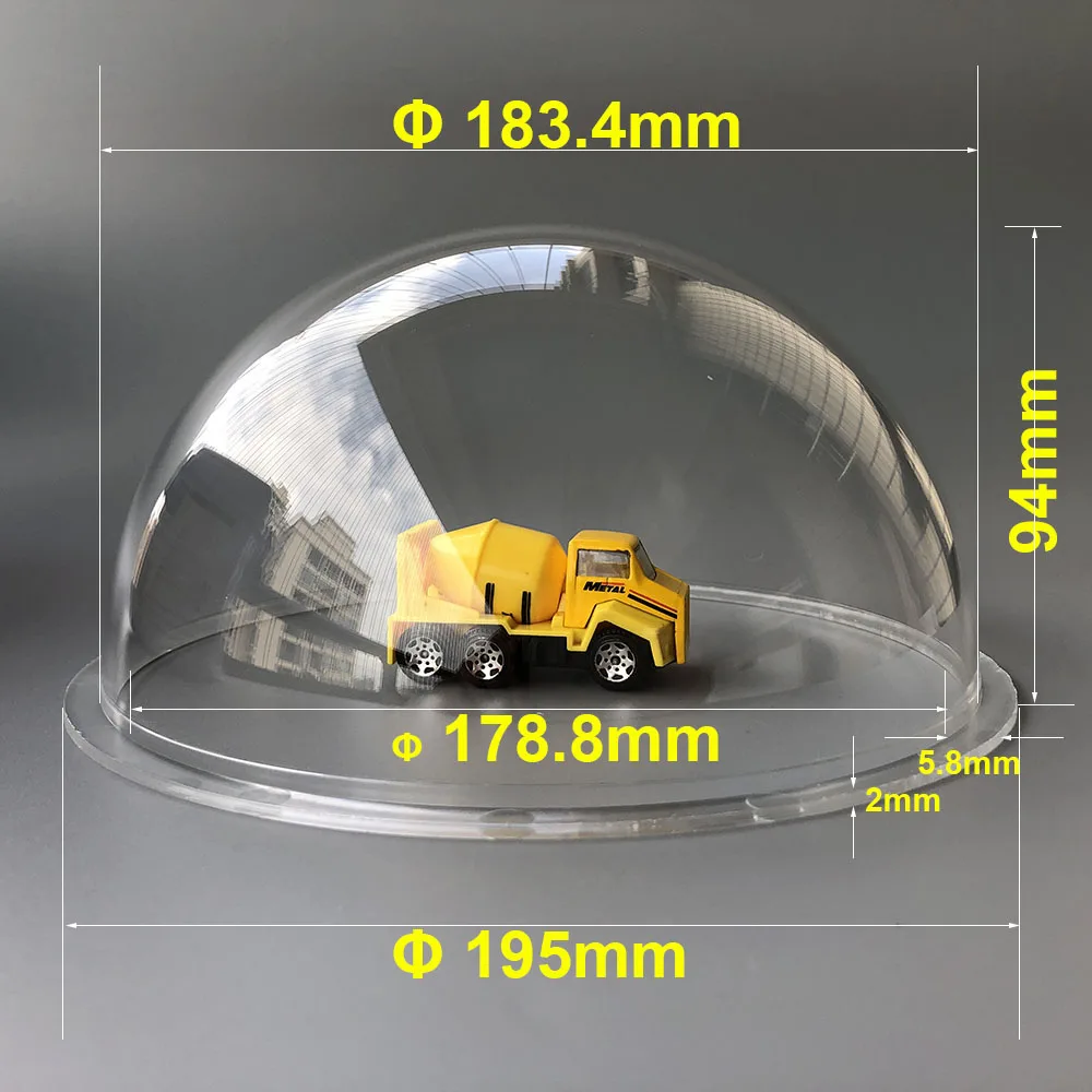 7.67 Inch 195x94mm Polycarbonate Security CCTV Camera Clear Lens Cap Transparent PC Dome Hemisphere Exhibit Protection Cover