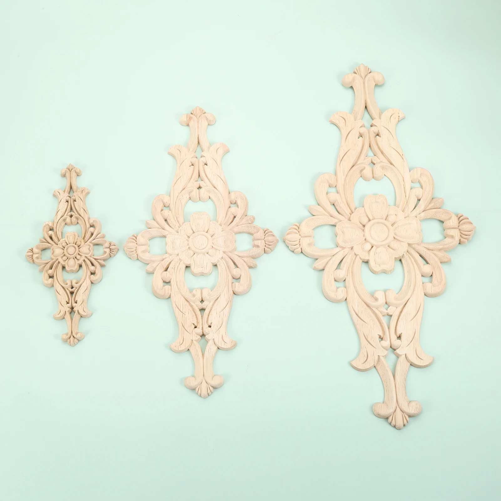 Applique Unpainted Floral Wood Carved Corner Applique Wooden Carving Decal Furniture Cabinet Door Frame Wall Home Decor Crafts