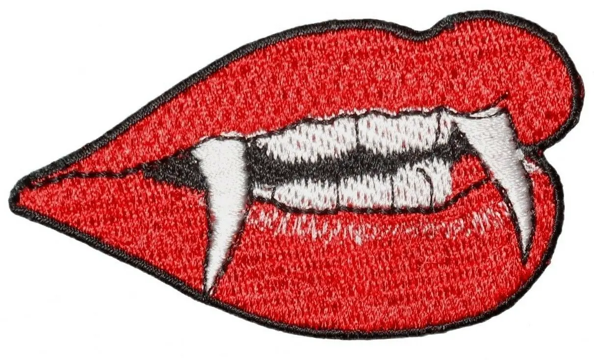 

S-E-X-Y Vampire Fangs lips Tattoo biker Embroidered Patch iron on sew on Punk Rock