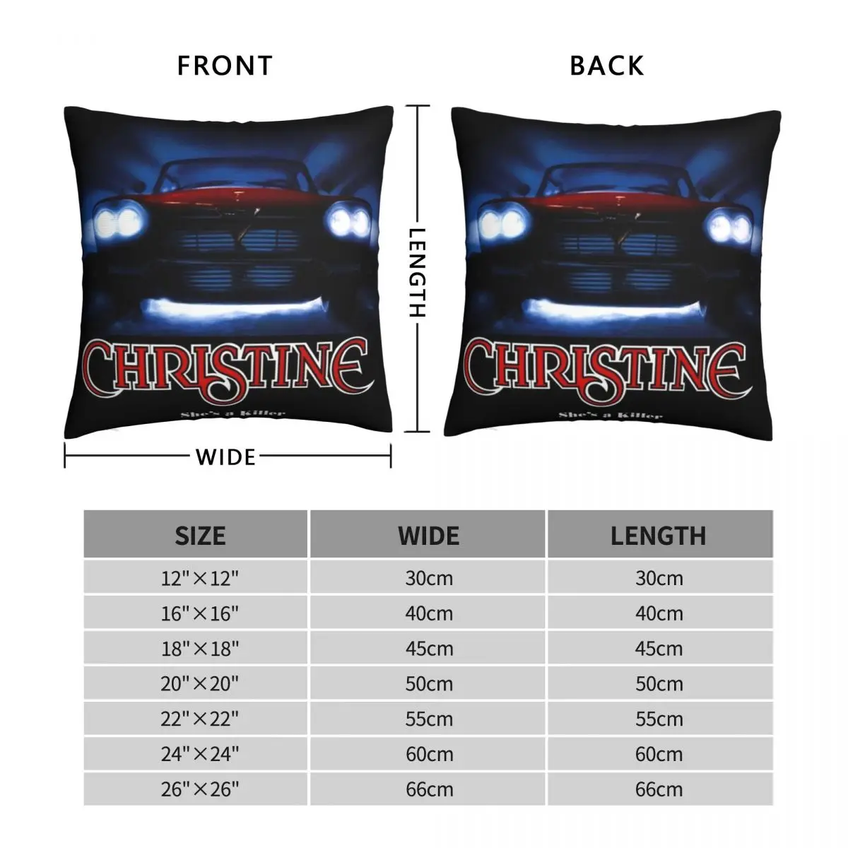 Awesome Movie Car Christine Square Pillowcase Polyester Linen Velvet Creative Zip Decor Throw Pillow Case Car Cushion Cover 18